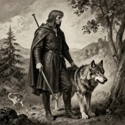 dante with wolf by hieronymus bosch