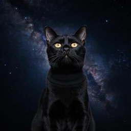 a cat in a black turtleneck pullover being mesmerized by the vastness of space