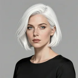 portrait of a woman with short white hair, medium shot, illustration, highly detailed, high quality, by artgerm