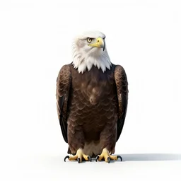 tiny bald eagle, professional studio photo, full body, isolated on a pure white background, centered, entire subject in frame, sharp focus, soft studio lighting