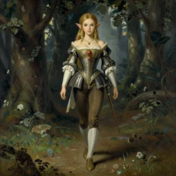 portrait of zelda wearing 1 7 th century french off - the - shoulder neckline bodice walking in a forest, jodhpurs greg manchess painting by sargent and leyendecker, studio ghibli, fantasy medium shot asymmetrical intricate elegant illustration hearthstone by greg rutkowski by greg tocchini by james gilleard