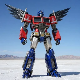 Character Portrait of Jetfire from Transformers on a clear sunny day with a blue sky standing in the bonneville salt flats, Jetfire!!!!!, Transformers!!!!!!!!!!!!!, Transformers Armada!!!!!, Jet parts built into the robot, Intricately detailed, wings, Battroid Mode, Zone of Enders, Anime Robots, Mecha Anime, Anime, Robots, Robot, Robot Mode, 8k, ultra realistic, illustration, splash art, rule of thirds, good value control, John Singer Sargent, William-Adolphe Bouguereau,