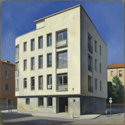 a painting of an aldo rossi building by giorgio de chirico