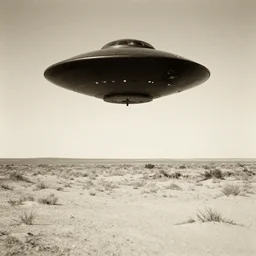 vintage photograph unpublished photo of UFO,Black triangle, in the desert of roswell sepia