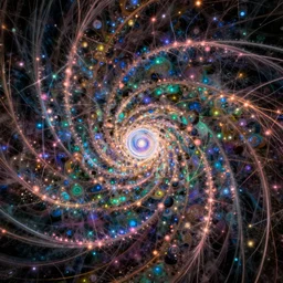 high zoom, inside fractals!! calm, healing, resting, life, hybrids, scifi, glowing lights!!, published concept art, mixed medias, image overlays, sharp focus, thin glowing wires, top best illustration, art by greg rutkowski and alphonse mucha, singularity!!!, 3 6 0 capture