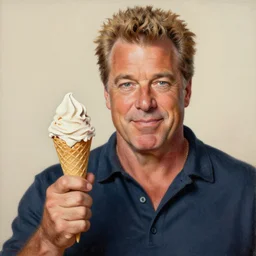 a 1 6 0 0 s portrait painting of guy fieri holding an ice cream cone, intricate, elegant, highly detailed