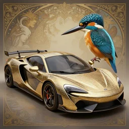 photography sports car inspired by a kingfisher, deep focus, d & d, fantasy, intricate, elegant, highly detailed, digital painting, artstation, concept art, matte, sharp focus, illustration, hearthstone, art by artgerm and greg rutkowski and alphonse mucha