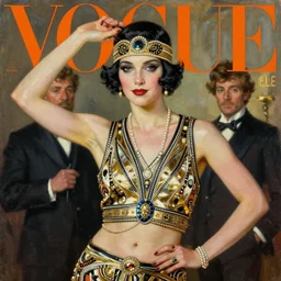 vogue magazine, elle magazine, vintage roaring 1 9 2 0 s flapper, ilya kuvshinov, john singer sargent, anime, trending on artstation, oil painting, intricate, crop top