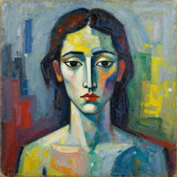 a painting of a person with many different colors, an abstract painting by affandi, pixiv, neo - expressionism, grotesque, fauvism, artwork