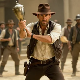 Ryan Reynolds as Indiana Jones dropped the holy grail, action scene, cinematic still