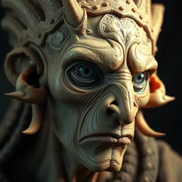 a surreal!! alien painting of a shaman's face, 3 d render, by giuseppe arcimboldo, symbolist, soft colors, dramatic lighting, smooth, sharp focus, extremely detailed, aesthetically pleasing composition, octane render