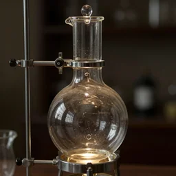 an alchemical glass distiller with a glass gut, alchemy, unreal, closeup, quevri,