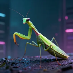 a cyberpunk praying mantis by paul lehr