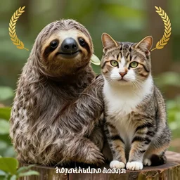 a sloth - cat - hybrid with a beak, animal photography, wildlife photo, award winning