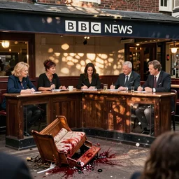 BBC newsreaders in pub brawl, smashed furniture, blood
