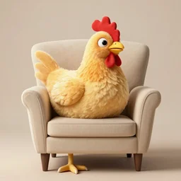 a photograph of an armchair that looks like a chicken