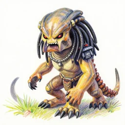 crayon drawing of predator, colorful