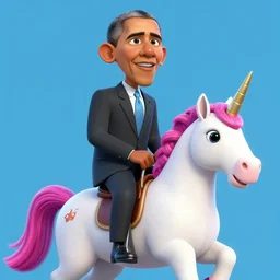 portrait of obama riding an unicorn, pixar style, by tristan eaton stanley artgerm and tom bagshaw.
