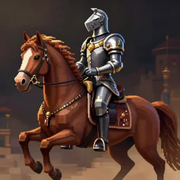 pixel art!!!! headless chess knight!!! on a horse!! by kazuma kujo stylized artstation trending