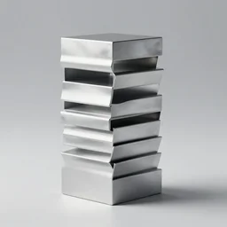 stacked block make furniture, contemporary sculpture, minimal, silver steel, trending on behance, keyshot 1 1