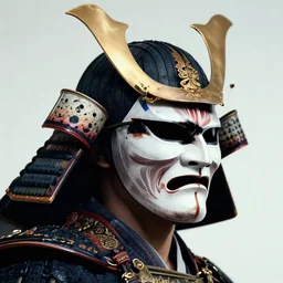 a profile picture of powerful japanese samurai wearing mystery mask, detailed face, face symmetry, avenger, character concept portrait by moebius and laurie greasley, profile picture, 8 k, cinematic color grading