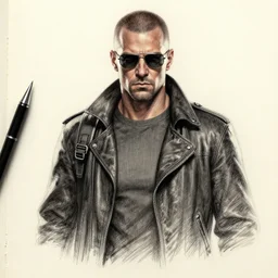 realistic sketch of the G-Man from the half-life franchise.