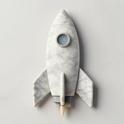 rocket ship made of marble