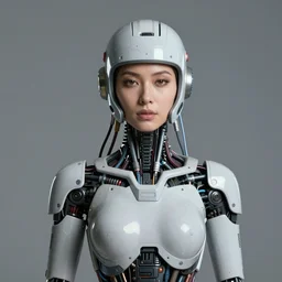 A beautiful woman wearing a cybernetic helmet with many wires plugged into is and in her body by Moebius and Rahzzah