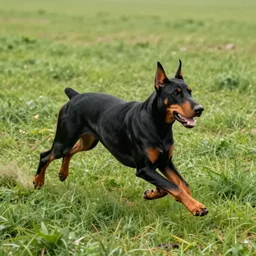 doberman pinscher running in a grassy field style of geoff darrow veterinary medical diagram aerial horror 1 0 2 4 x 1 0 2 4