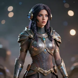 a portrait of a cosmic woman warrior from another dimension, space traveler, highly detailed, trending on artstation, bokeh, 9 0 mm, f / 1. 4