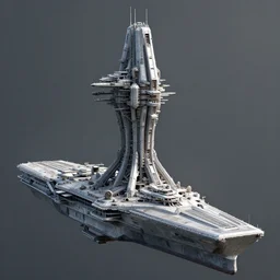 cinematic scifi render of a 3 d sculpt of a john harris aircraft carrier megalithic tower structure 3 d fractal, halo, star wars, ilm, star citizen halo, mass effect, high tech industrial, artstation unreal