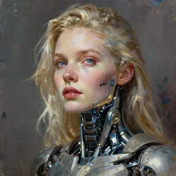 cyborg man with cybernetic implants, beautiful, concept art oil painting, portrait ethereal by jama jurabaev, greg rutkowski extremely detailed, brush hard, artstation, soft light