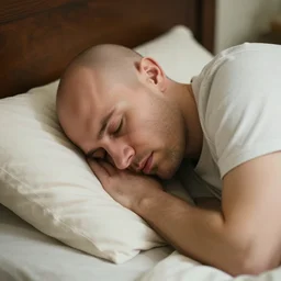balded man want sleep but can't