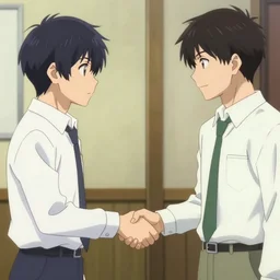 a handshake in the style of masamune shirow