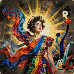 nobody realizes that some people expend tremendous energy merely to be normal. flowing fabric, mexican fashion, gum bichromate photography, pop art surrealism, lowbrow, haute couture, rubberhose animation style, nouveau realisme decollage, murano glass sculpture, contemporary sculpture