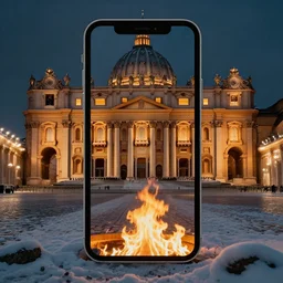 snow and fire. Edgy lighting. TRENDING in Vatican. phone wallpaper.