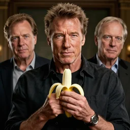 hyperrealistic film still of clint eastwood holding banana, stunning 3 d render inspired by istvan sandorfi & greg rutkowski & mike judge, perfect symmetry, dim volumetric cinematic lighting, 8 k octane comprehensive render, extremely mega hyper - detailed and lifelike attributes & atmosphere, intricate, realistic flesh texture, masterpiece, artstation, stunning,