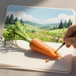 a carrot getting eaten, stop motion sheet, animation,