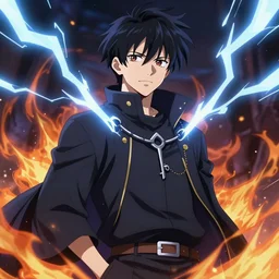 beautiful anime male necromancer with thunder and fire, attarctive pretty face, anime key visual, highly detailed, sharp focus, concept art, league of legends, style by shumolly and monable and artgerm and greg rutkowski and jo chen and pilyeon and ruan jia and alphonse mucha