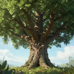 a tree with open wide eyes, extremely detailed, artstation, unreal engine, fantasy