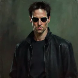 fantasy painting of neo from the matrix, painted by bayard wu, ultra detailed, 8 k