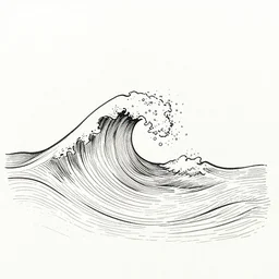 ocean swells, minimalist pen line art drawing