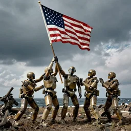 corbis archival photo of robots raising an American flag a Iwo Jima taken by Joe Rosenthal