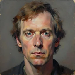 painterly portrait, don knotts, impasto, fantasy, chuck close:7, carl spitzweg:7, cinematic light, full face, symmetrical face