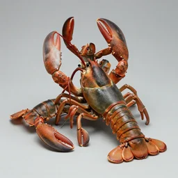 surrealist figurines of lobsters, by nancy fouts