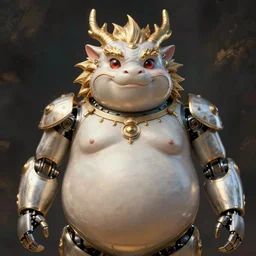 extremely detailed photorealistic portrait of an intricate fat digital robot dragon