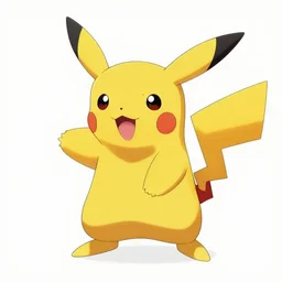 a drawing of a yellow pokemon character, a screenshot by ken sugimori, polycount, mingei, shiny, dynamic pose, concept art