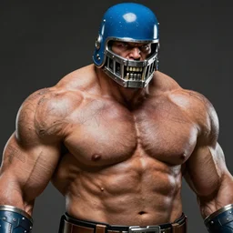 solid thick super muscly male portrait, blue helmet, large metal jaw, three day growth, the maxx, ultra realistic, intricate details, the fifth element artifacts, highly detailed by peter mohrbacher, allen williams, hajime sorayama, wayne barlowe, boris vallejo, aaron horkey, gaston bussiere, craig mullins