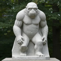 granite sculpture of a sasquatch in the style of gustav vigeland