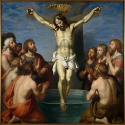 the baptism of christ. oil on panel.